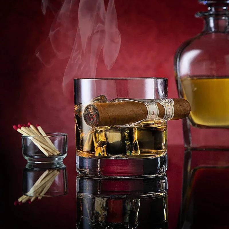 Copo de Whisky com Suporte Para Charuto