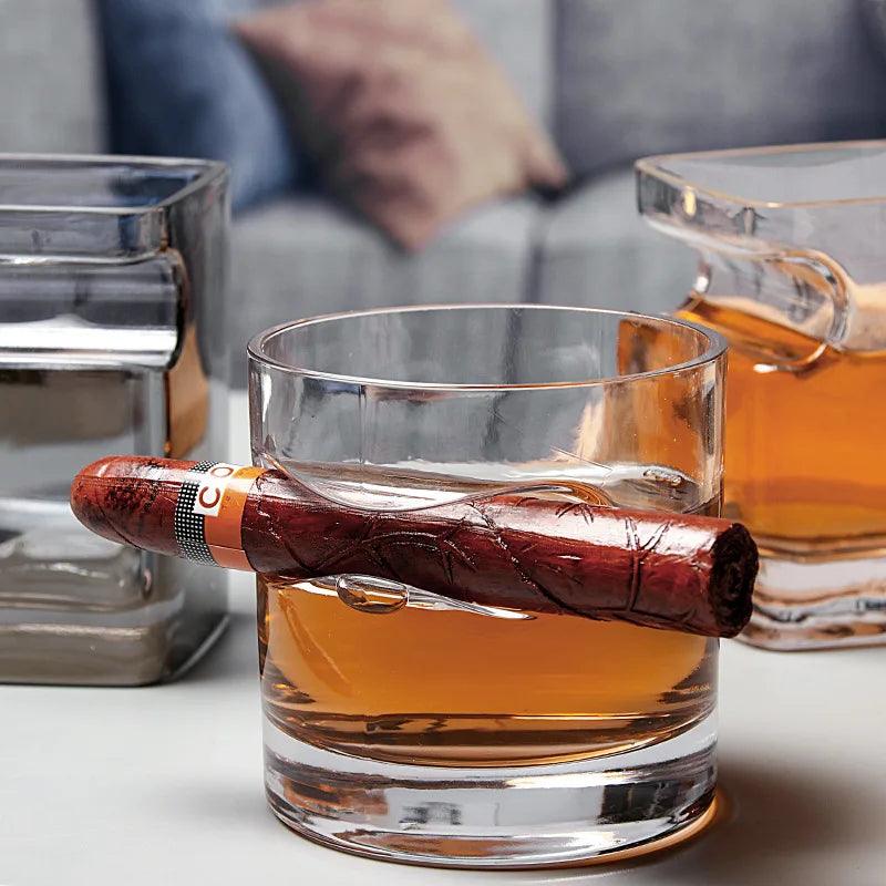 Copo de Whisky com Suporte Para Charuto